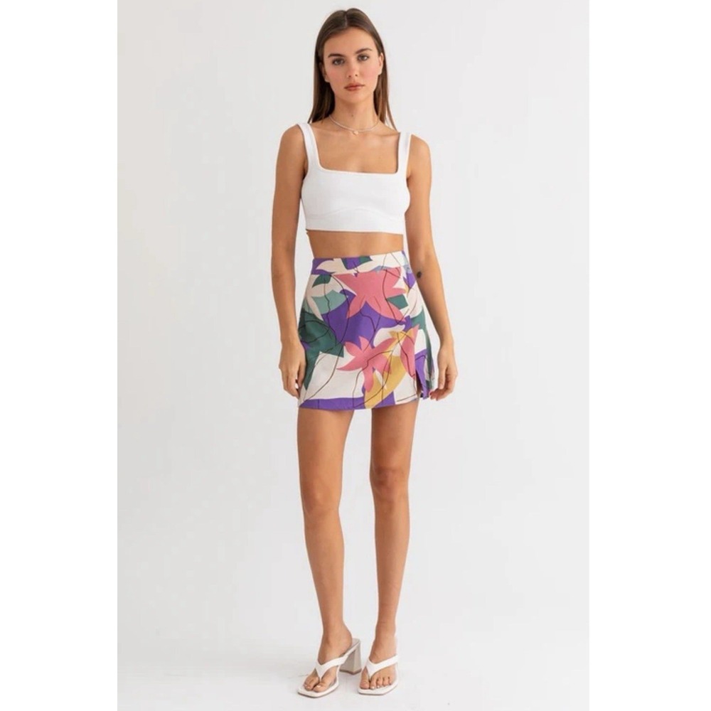 Le Lis Collection Floral Mini Skirt Womens Small Multicolor Excellent Abstract